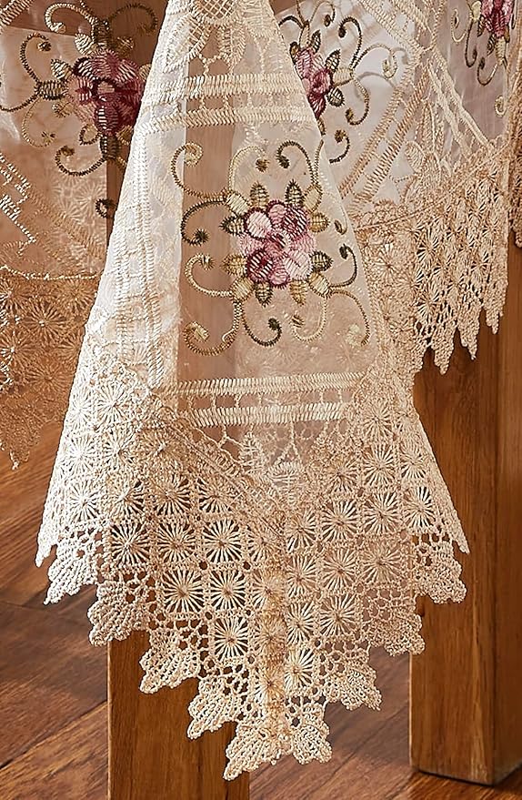 Warm Home Designs 70 Inch Round Tablecloth. Use Small Gold Tablecloth as Crochet Overlay, Coffee Table Cloth, Dresser Cover Top or Table Topper. Rustic Tablecloth for Vintage Kitchen. VTC Linen 70"