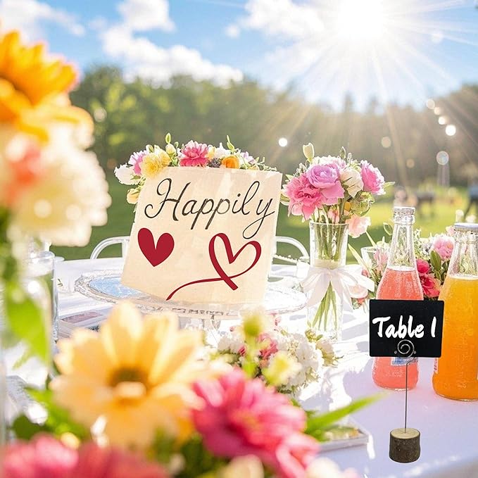 20 Pack Mini Chalkboard Signs Food Tags for Party Buffet with 10 Wooden Stands, Reusable Hanging Chalk Boards for Weddings Bakery Birthday Place Cards, Table Numbers