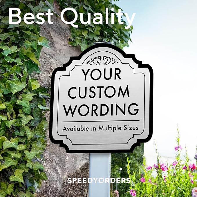 Personalized Outdoor Metal Sign - Customized Driveway Sign, Waterproof, Design 2Metalic Silver 18x18 In
