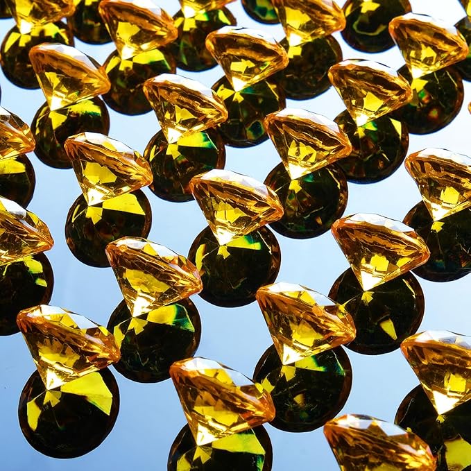 Acrylic Diamond Fake Gems Vase Filler, Babenest 240pcs 3/4 Inch Faux Diamonds Crystals Jewels for Table Scatters Wedding Party Event Arts & Crafts Birthday Decoration Favor (Orange)