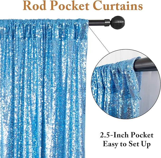 ShinyBeauty Sequin Curtains Baby Blue 2FTx8FT 4 Panels Sequin Backdrop for Photograph Shimmer Wall Light Blue Glitter Backdrop Curtains for Baby Shower Sequins Backdrop Backgrounds