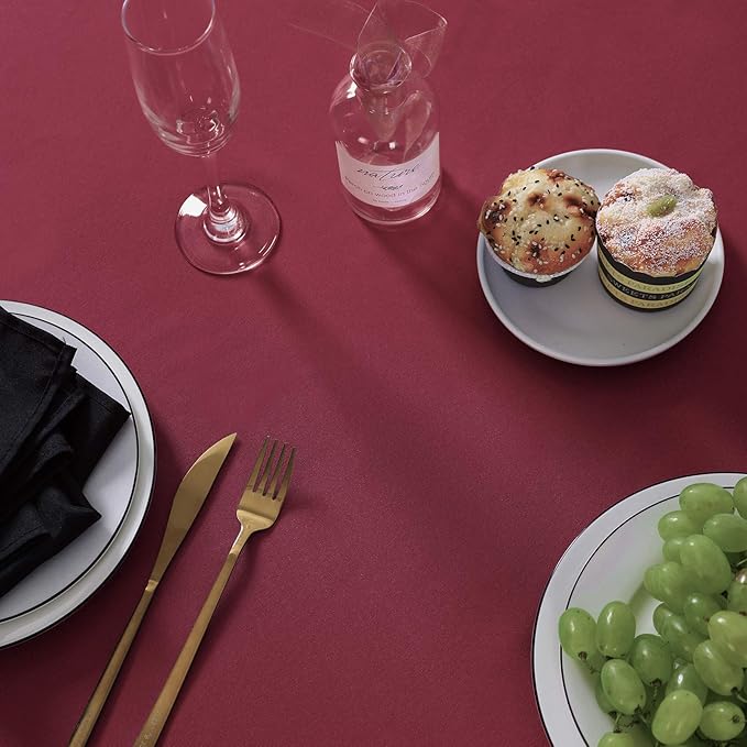 Rectangle Tablecloth 90x156 inch Washable Polyester Fabric Table Cloth for Wedding Party Dining Banquet Decoration（90x156, Burgundy）