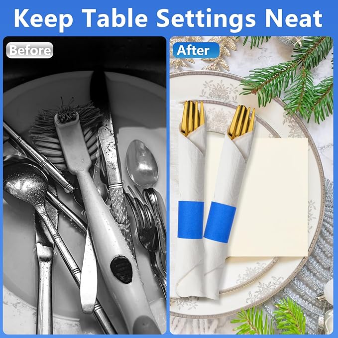 2,000 Pcs Napkin Bands, Paper Napkin Rings Self-Adhesive,Silverware Wraps Bands,Blue
