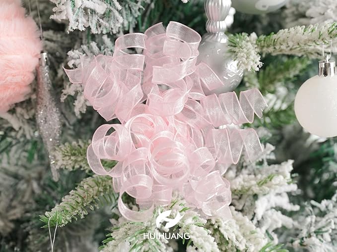 HUIHUANG Pink Bows for Gift Wrapping Pink Curly Gift Bows 5 inch x 8 Counts Self-Adhesive Curly Ribbon Bow for Presents, Paper Bag, Baby Shower Favors, Wrapping Accessories, Party Decor