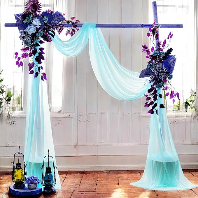 MDS Halloween Chiffon Draping Fabric - 2 Panel, 30" Wide x 100ft Long - Sheer Spooky Arbor & Canopy Drapery for Haunted House Backdrops, Party Ceilings, DIY Costumes & Themed Events - Teal