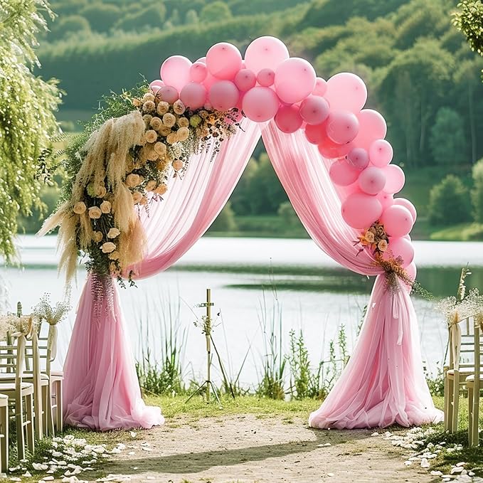 Wokceer Wedding Arch Draping Fabric 28.7" x 20FT Blush Pink Sheer Fabric Backdrop Arch Draping for Wedding Ceremony Birthday Party Bridal Shower Decoration