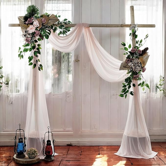 MDS Halloween Chiffon Draping Fabric - 2 Panel, 30" Wide x 75ft Long - Sheer Spooky Arbor & Canopy Drapery for Haunted House Backdrops, Party Ceilings, DIY Costumes & Themed Events - Nude