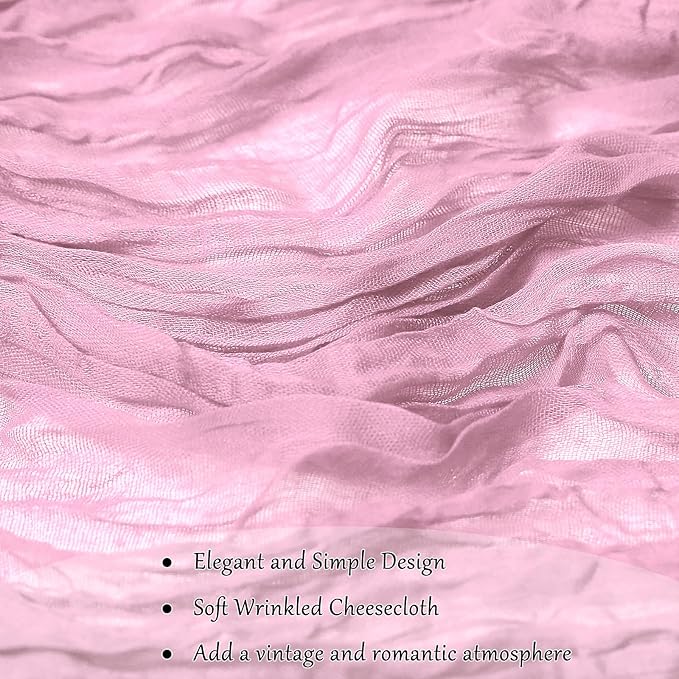 6-Pack Pink Cheesecloth Table Runners – 10FT (35x120 Inch) Boho Rustic Gauze Fabric Cheese Cloth Table Runner for Weddings, Baby Showers, Bridal Shower, Farmhouse & Birthday Party Decor