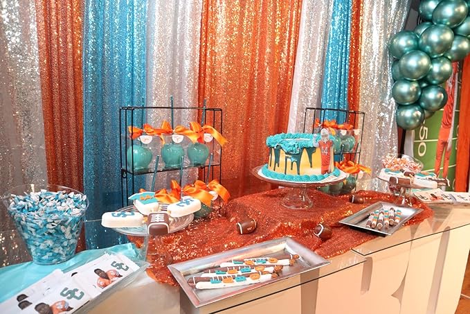 Orange Sequin Backdrop Curtains 1 Panel 10FTx10FT Glitter Orange Photo Backdrop for Party Wedding Baby Halloween Decoration