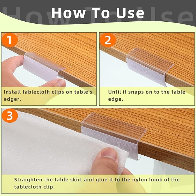 24 Pieces Table Skirting Clips Clear Tablecloth Clips for Indoor Outdoor Events Wedding Meeting Party Picnic Banquet