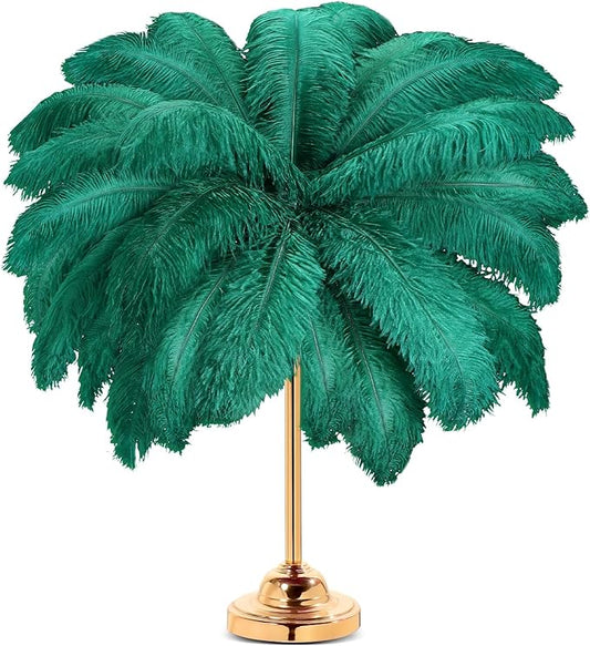 Retrowavy 30 Pcs 18-20 Inch Large Natural Ostrich Feathers Bulk for Centerpieces for Wedding Party Centerpieces Home Decoration Flower Arrangement (Dark Green)