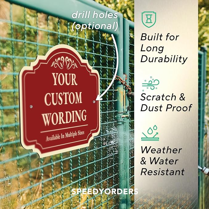 Custom Decorative Outdoor Metal Signs - Personalized Aluminum, Driveway Signs - Design 2 Red Brick, 18x12 In, Waterproof, Made In USA
