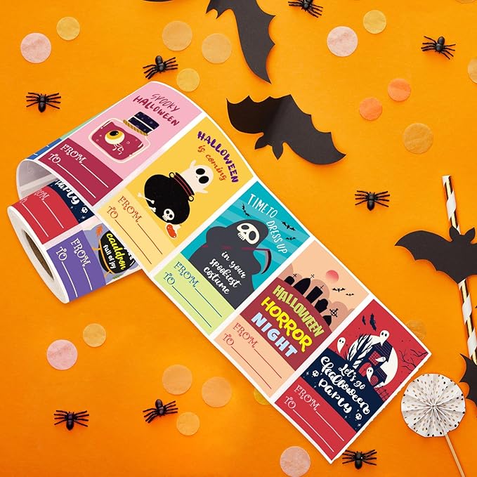 Fancy Land Halloween Stickers to from Name Gift Tags Happy Halloween Envelope Seals for Goodie Bags Boxes Party Decor Supplies 300Pcs