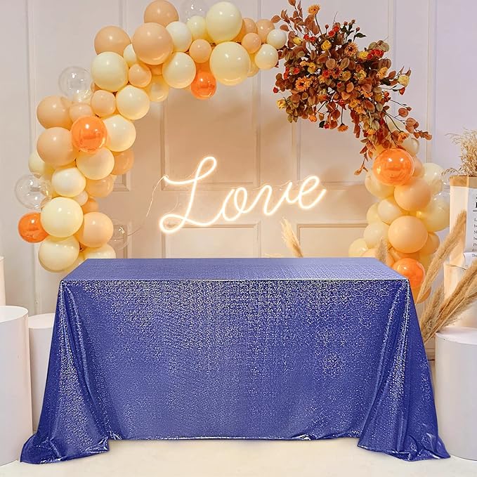 Fitable Sequin Tablecloth for Parties 60x102 Inch - Sparkle Glitter Laser Rectangle Overlay for Independence Day Decoration Ceremony Birthday Holiday Banquet, Dark Blue