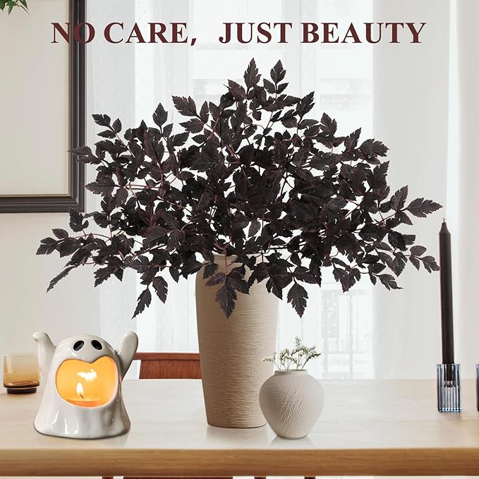 Fall Decor，Fall Stems,Artificial Cimicifuga Stems,6-Pack 32 Inch,Purple Fall Foliage Spray for Tall Vase,Farmhouse Thanksgiving Mantel Centerpiece Halloween Decor Arrangements