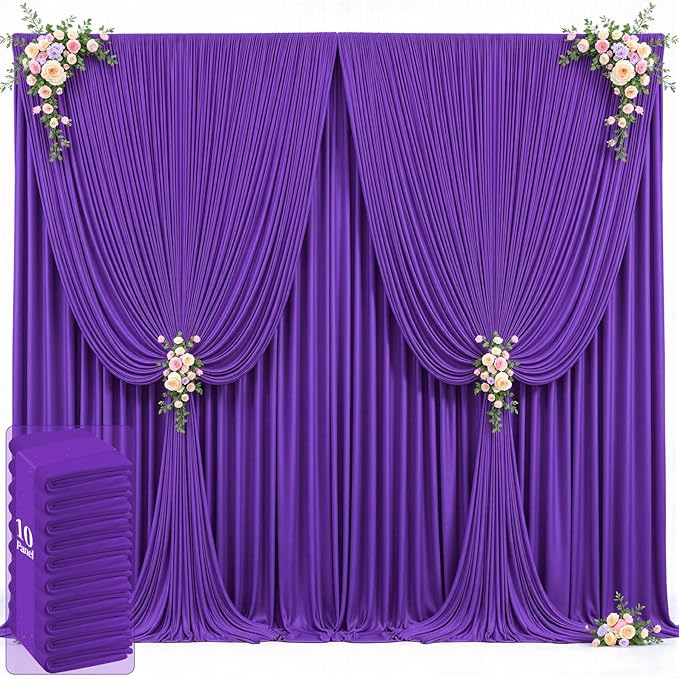50ft x 12ft Purple Backdrop Curtains Wrinkle Free Backdrop Curtain for Wedding Parties Purple Fabric Backdrops Drapes Back Drop Cloth Bridal Shower Stage Curtains Wedding Decorations for Reception