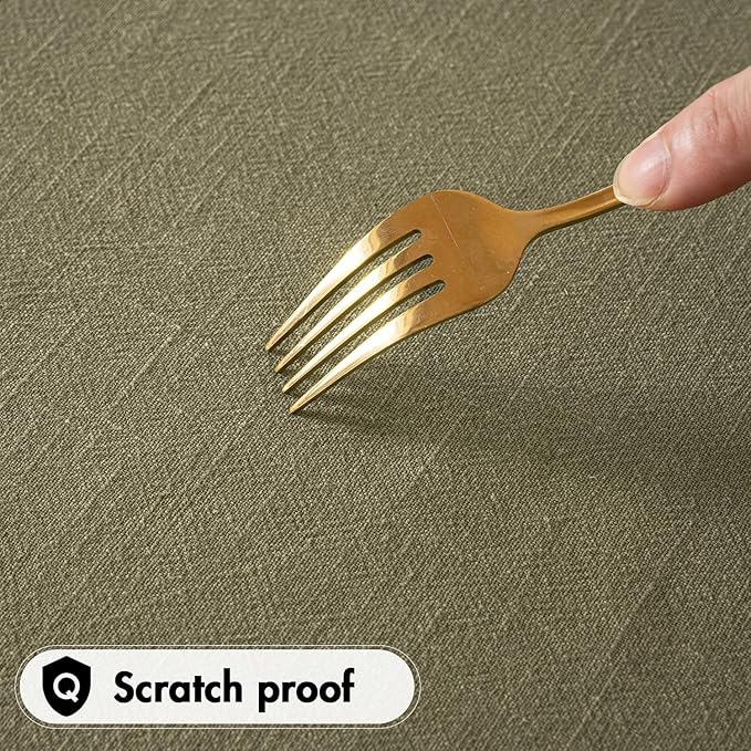 MIULEE Linen Cotton Blend Tablecloth Rectangle, Luxury Waterproof Stain Resistant Durable Farmhouse Oblong Table Cloth for Dining Party Weddings Birthday Events Boho Decor, 52 x 70 inch, Olive Green