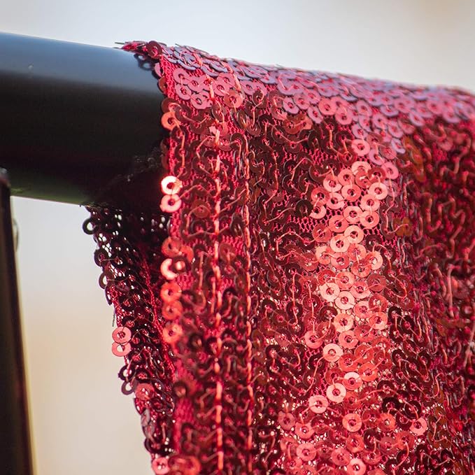 Red Sequin Backdrop Curtains 1 Panel 8FTx8FT Glitter Red Photo Backdrop Drapes Party Wedding Baby Shower Curtain Sparkle Photography Background
