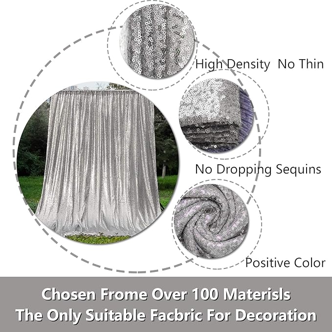 4FTx8FT Silver Sequin Backdrop Curtains 2 Panels Sparkly Background Drapes Glitter Photo Background for Wedding Baby Shower Stage Decorations