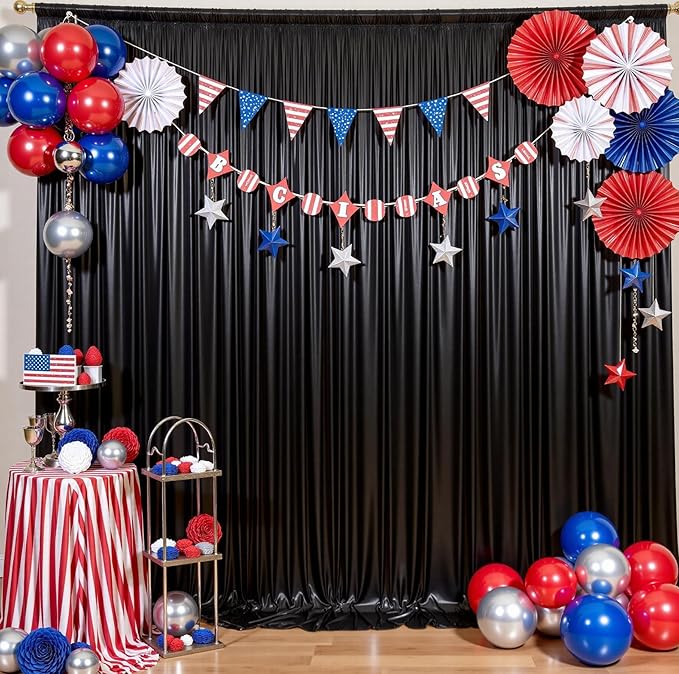 10ftx10ft Black Sequin Backdrop Curtain for Parties, Wrinkle Free Thick Glitter Sparkle Photo Backdrop Drapes 2 Panels 5x10FT Shimmer Back Drop Cloth for Wedding Birthday Halloween Background