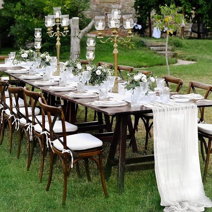 White Gauze Table Runner Cotton Wedding Decorations Rustic Cheesecloth Table Runner Cheese cloth Fabric Bulk for white party décor, bohemian table runner Extra Long Boho Cheese Cloth 13 ft (141 in)