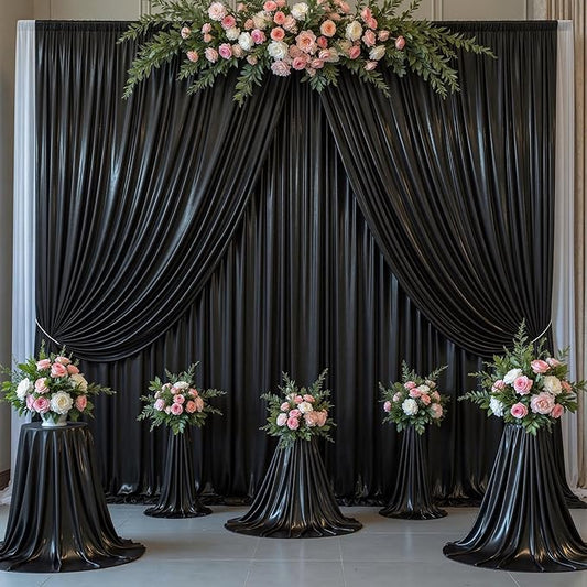 Outpain Thick 30 ft x 10 ft Black Sequin Backdrop Curtain for Parties, Wrinkle Free Glitter Photo Backdrop Drapes 6 Panels 5x10ft Black Back Drop Cloth for Wedding Christmas Photography Background