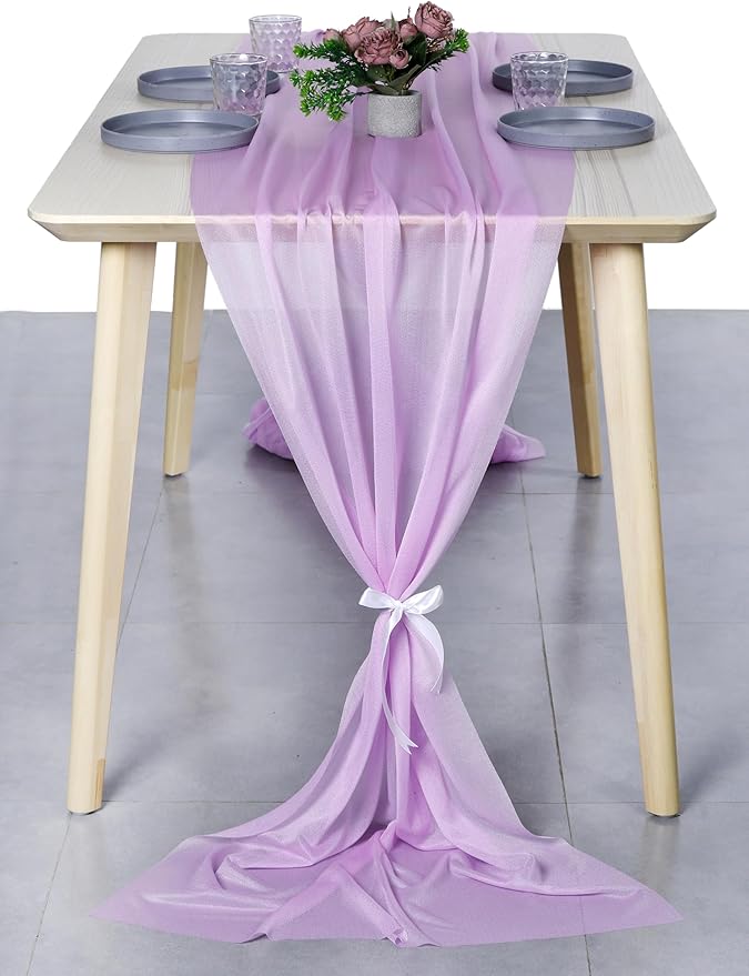 MDS Halloween Chiffon Table Runner - 1 Pack, 29 x 170 Inches, 14ft Each - Sheer Spooky Table Runners for Haunted House Parties, Trick-or-Treat Tables, Witchy Décor, Wedding & Events - Orchid