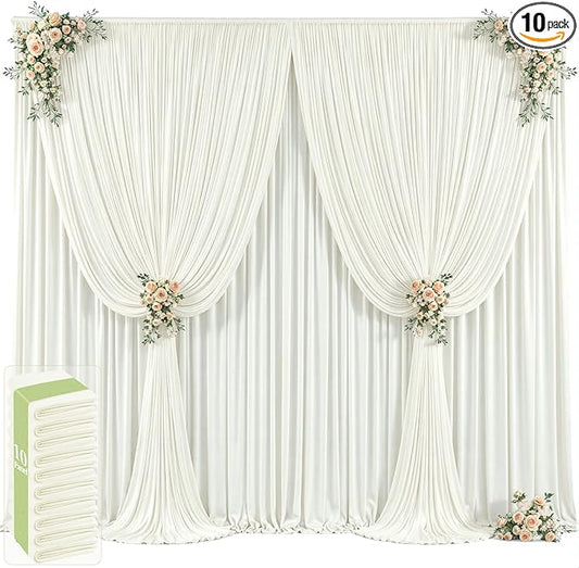 50ft x 12ft Ivory Backdrop Curtains Wrinkle Free Backdrop Curtain for Wedding Parties Ivory Fabric Backdrops Drapes Back Drop Cloth Bridal Shower Stage Curtains Wedding Decorations for Reception