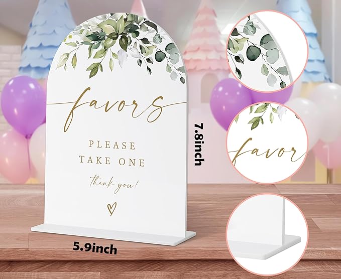 Please Take One Sign, Gift Table Sign, Greenery Gold Bridal Shower Decorations, Wedding Signs for Ceremony and Reception, Engagement Decor, Wedding Table Acrylic Decor, Bachelorette Party Favors - 31