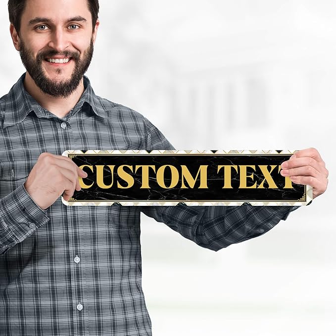 Custom Sign, Custom Street Sign, 11 Font Colors, 13 Font Styles, 4 Hole Options, 22 Sizes, 4x18 Inches, Rust Free DiBound, Fade Resistant, Made in USA by My Sign Center (Marble Tile)