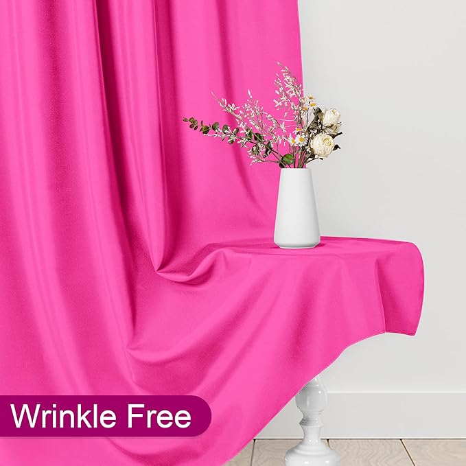 DWCN 10x8 FT Fuchsia Backdrop Curtains for Parties, Photography Backdrop Drapes with Rod Pockets for Wedding Decorations Stage Birthday Family Gatherings, 2 Panels 5ft x 8ft