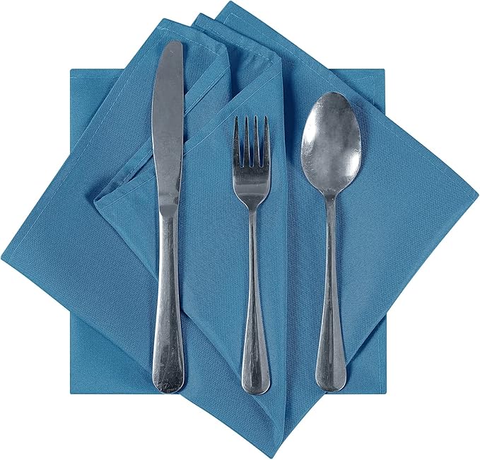 Cloth Napkins 20x20 inch Washable Polyester Dinner Napkins Soft Table Napkins for Wedding Party Dining Banquet(Mediterranean Blue,50PCS)