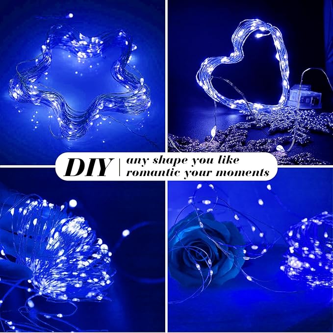 ZGWJ 8 Pack Fairy Lights Battery Operated, 7ft 20 Mini LED Fairy String Lights Silver Wire 3 Modes for DIY, Parties, Wedding, Bedroom, Halloween Christmas Decoration Colorful and Blue