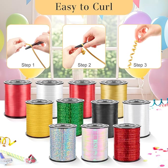 500 Yards White Curling Ribbon-Balloon String-Balloon Ribbon Texture Roll for Party Decoration, Gift Wrapping, Art Crafts, Florist Flower