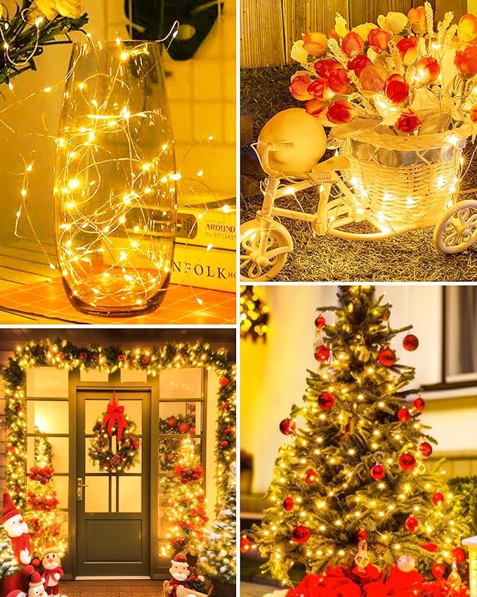 btfarm 6 Pack LED Fairy Lights Battery Operated, 7ft 20LED Mini String Lights Waterproof, Silver Wire Firefly Starry Bulk for Mason Jars Crafts Table Centerpieces Party Christmas, Warm White