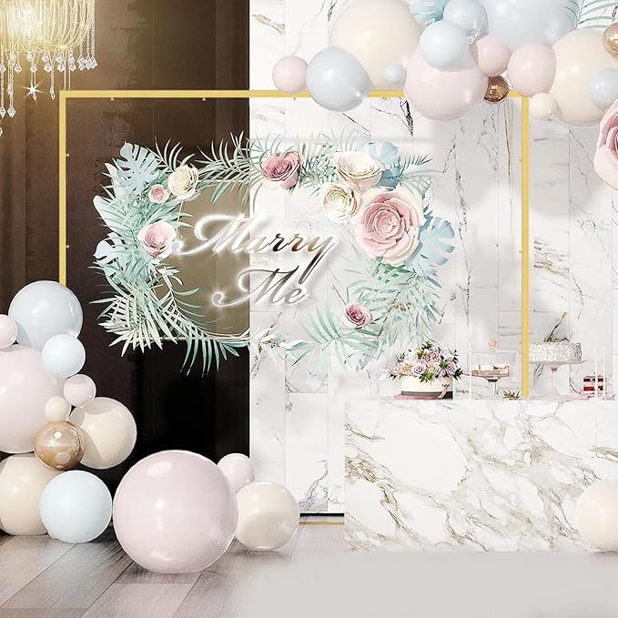 Wedding fashion arch background metal frame, (3.9, 5.2, 6.6 feet) suitable for background decoration frames such as weddings, birthdays, parties, baby showers, and photography (gold, 3.9*6.6)