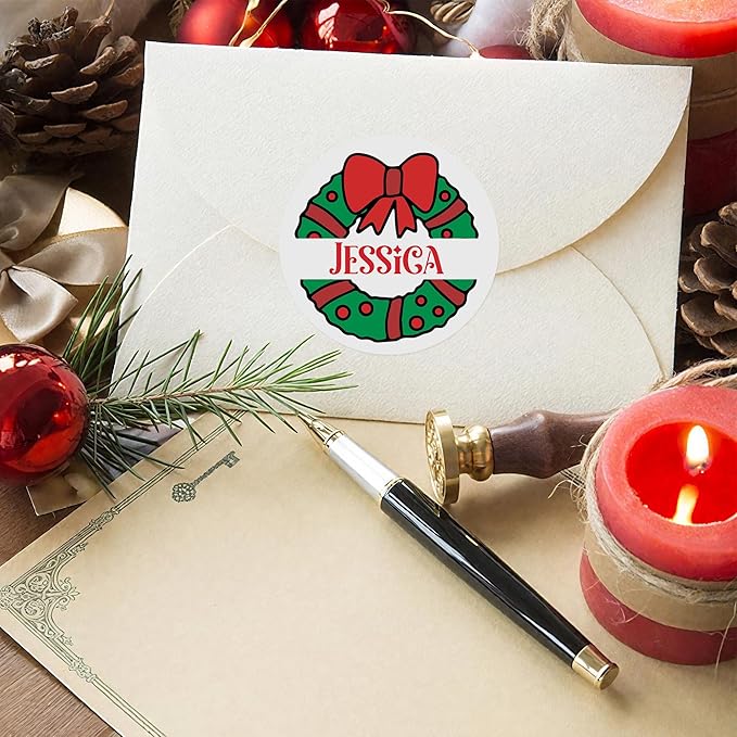 Personalized Christmas Stickers, Custom Name Waterproof Christmas Gift Tags for Gift Box Holiday Decorations, Stockings, Party Favors (Initial 2)