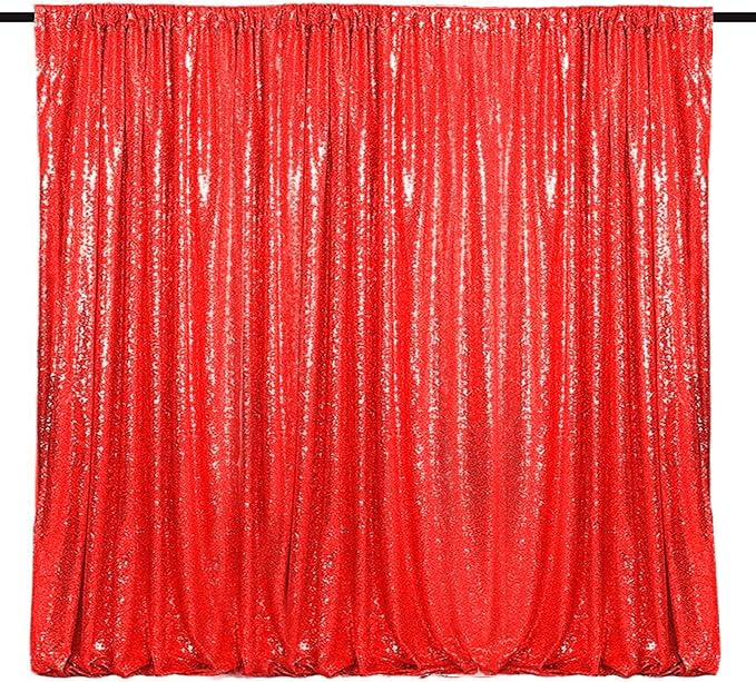 Red Sequin Backdrop Curtains 1 Panel 10FTx10FT Glitter Red Photo Backdrop Drapes Party Wedding Baby Shower Curtain Sparkle Photography Background
