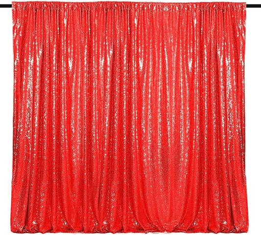 Red Sequin Backdrop Curtains 1 Panel 10FTx10FT Glitter Red Photo Backdrop Drapes Party Wedding Baby Shower Curtain Sparkle Photography Background
