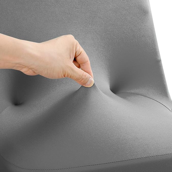 Peomeise Stretch Spandex Folding Chair Cover for Wedding Party Dining Banquet Event (Grey,6pcs)