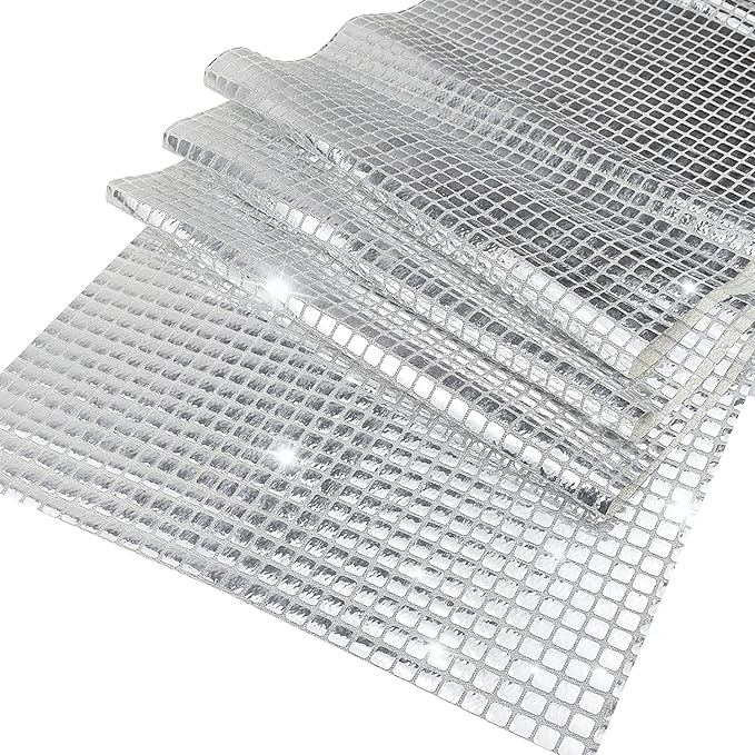 12 x 72 Inches Glitter Disco Table Runner - Retro 70s 80s Theme Decor - Silver Sequin - Bachelorette & Wedding Party Supplies