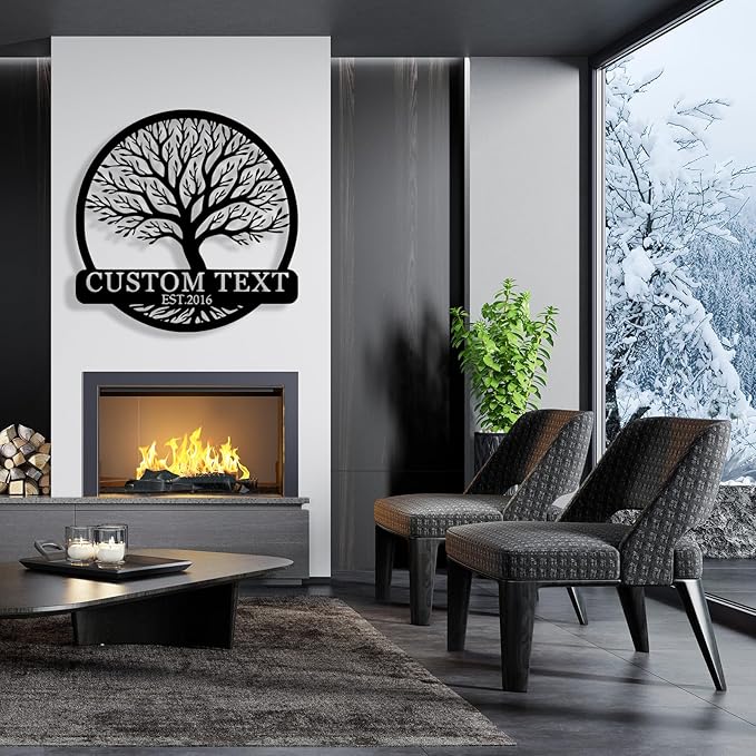 Personalized Tree of Life Metal Sign Wall Art Decor, Custom Wedding Gifts for Couples, Custom Family Name Sign, Christmas Valentine's Day Housewarming Gifts