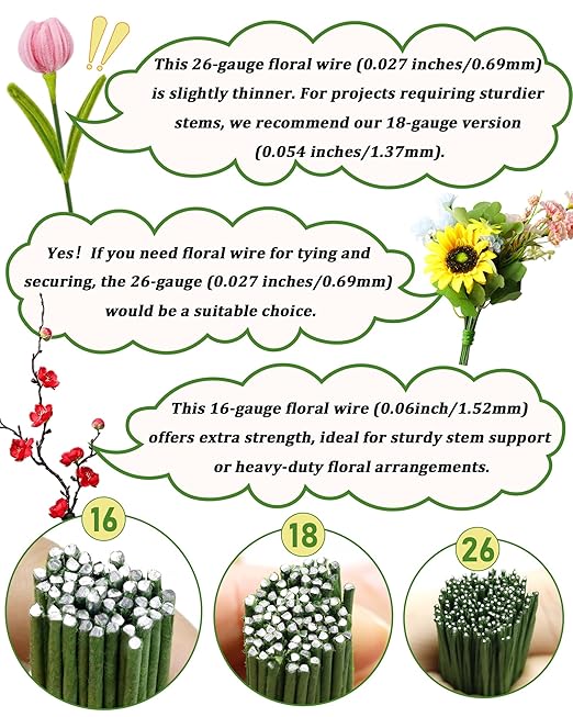 100 PCS FIVEIZERO 26 Gauge Beown Floral Wire Stems for Artificial Flower Making,Florist Wire,Flower Wires for Crafts,Alambre para Flores for Wreaths, Flower Arrangements and DIY Projects