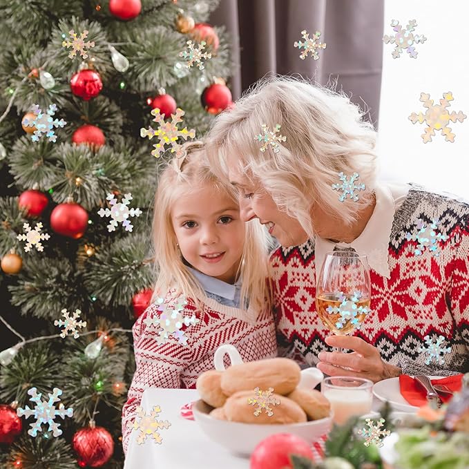 MARFOREVER Christmas Snowflakes Confetti, Winter Glitter Sprinkles Laser Snowflake Frozen Table Confetti Sequins for Winter Wonderland Xmas Holiday Wedding Birthday Party Decorations Supplies