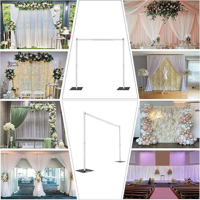 Pipe and Drape Backdrop Stand,8ft x 10ft Backdrop Stand, Adjustable Metal Heavy Duty Wedding Background for Parties Birthday Party Baby Shower Wedding Decorations