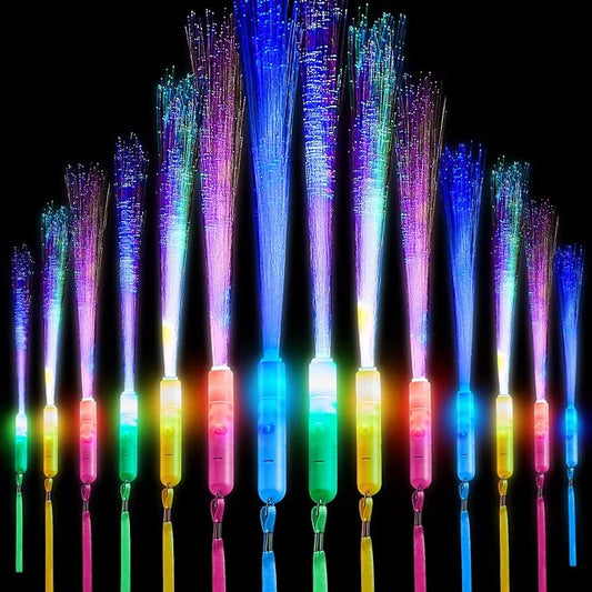 Lewtemi 60 Pack Fiber Optic Wand Glow Wand LED Light Up Wand Bulk with 3 Flashing Models Flashing Sticks with Included Batteries for Birthday Party Favor Wedding Halloween Christmas (Novel Colors)