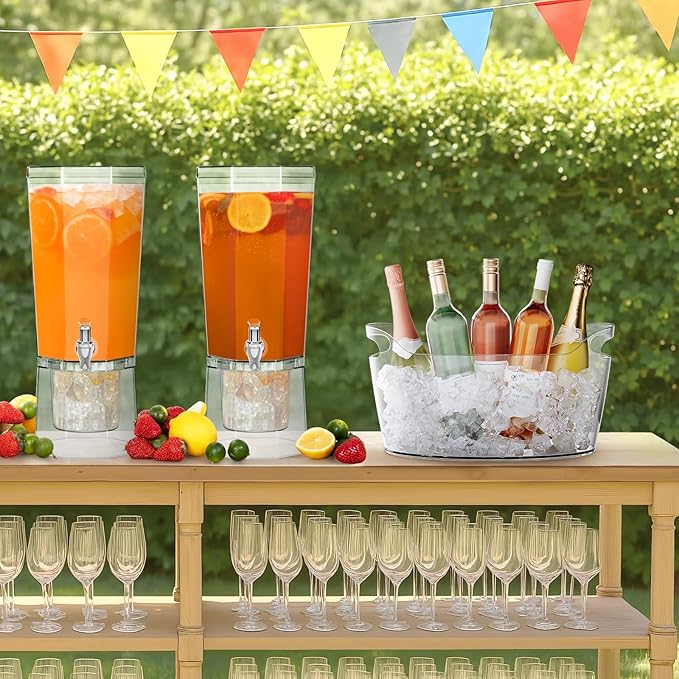 Lifewit Large 6.5L Ice Bucket for Parties 4 Pcs (in 1 Package), Portable Drink Bucket for Cocktail Bar, Plastic Champagne Cooler for Beverage/Wine/Beer, Mimosa Bar Supplies Chiller Tub with Scoop