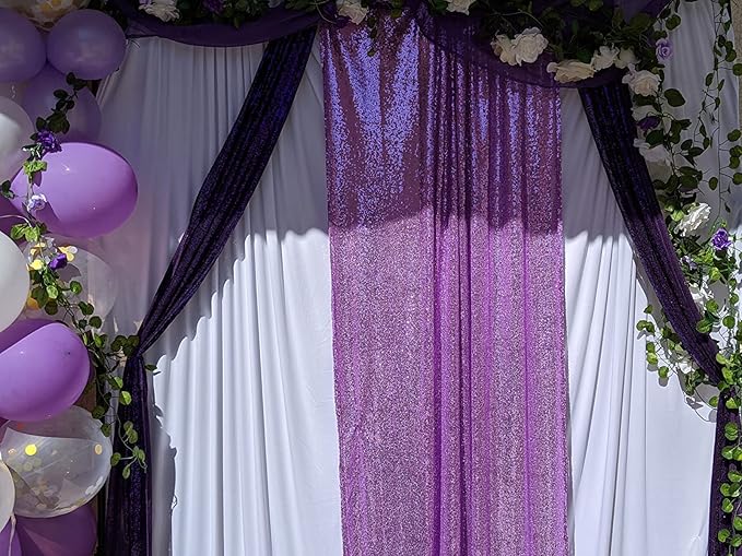Lavender Sequin Backdrop Curtains 1 Panel 10FTx10FT Glitter Lavender Photo Backdrop Drapes Party Wedding Baby Shower Backdrop Sparkle Photography Background Backdrops