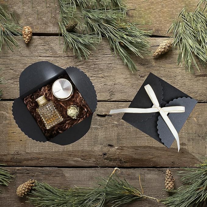Small Black Boxes for Gifts, 10 PCS Premium Gift Box with Ribbon for Thanksgiving, Anniversaries, Party, Birthday, Graduations, and More(4.75” x 4.75” x 3.53”)