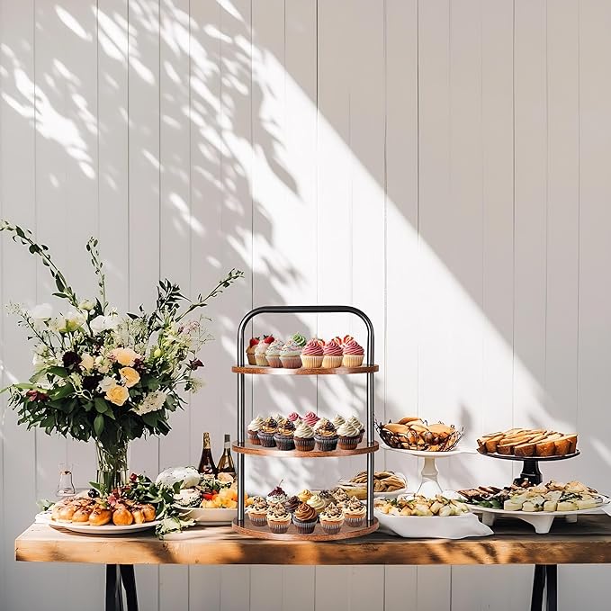 Cupcake Stand 2 Pack, Tower-Style Value Set for 100 Cupcakes - Large 3-Tier Dessert Table Display & Serving Tray Sets, Tiered MDF Cake Stands for Wedding Birthday Baby (Save $10vs Singles)